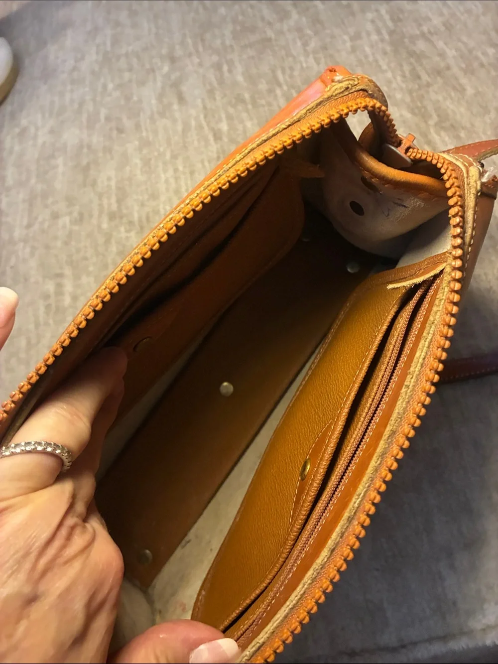 Dooney & Bourke Cream‎ Pebbled Leather Crossbody with Tan Trim